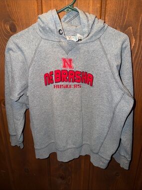 Blue 84 Gray Nebraska Huskers Hoodie with Red Logo